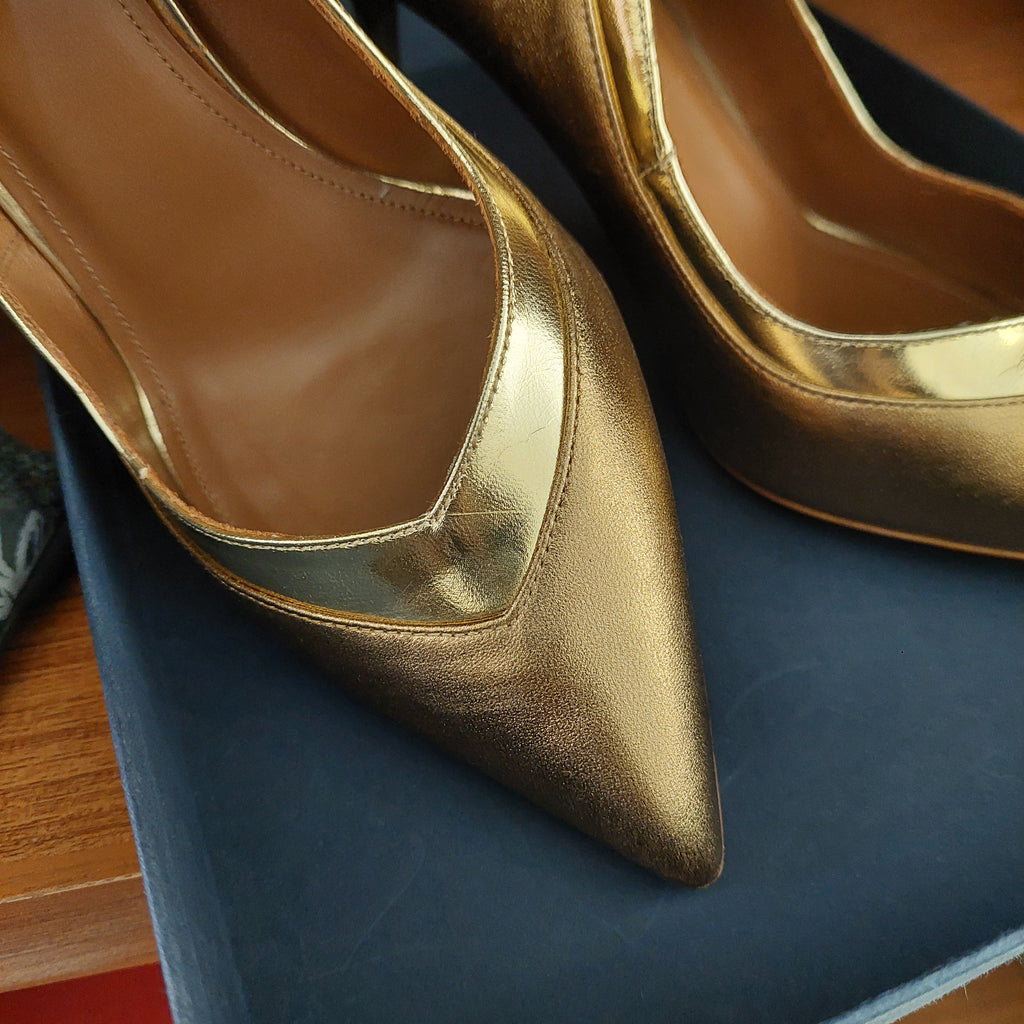 Malone Souliers Bronze/ Gold Penelope Heels | Gently Used |