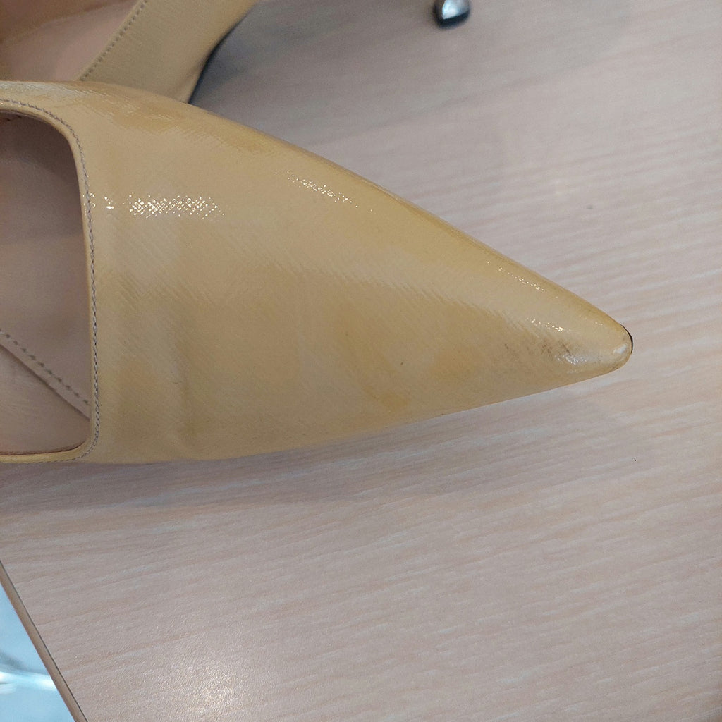 Prada Mustard Patent Leather Pointed Pumps  | Pre Loved |