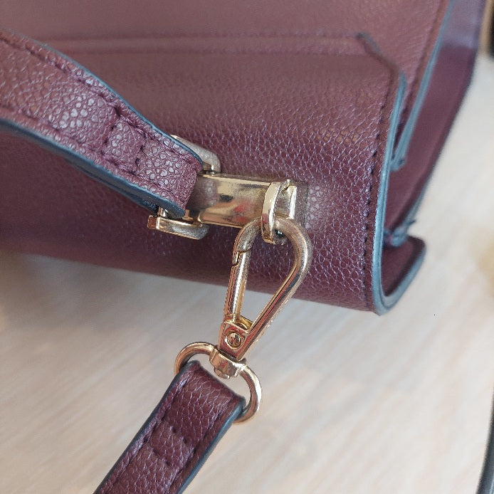 DUNE Maroon Leatherette Small Satchel | Pre Loved |