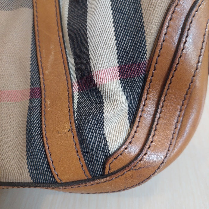 Burberry Tan House Check Fabric and Leather Orchard Bowler Bag | Pre Loved |