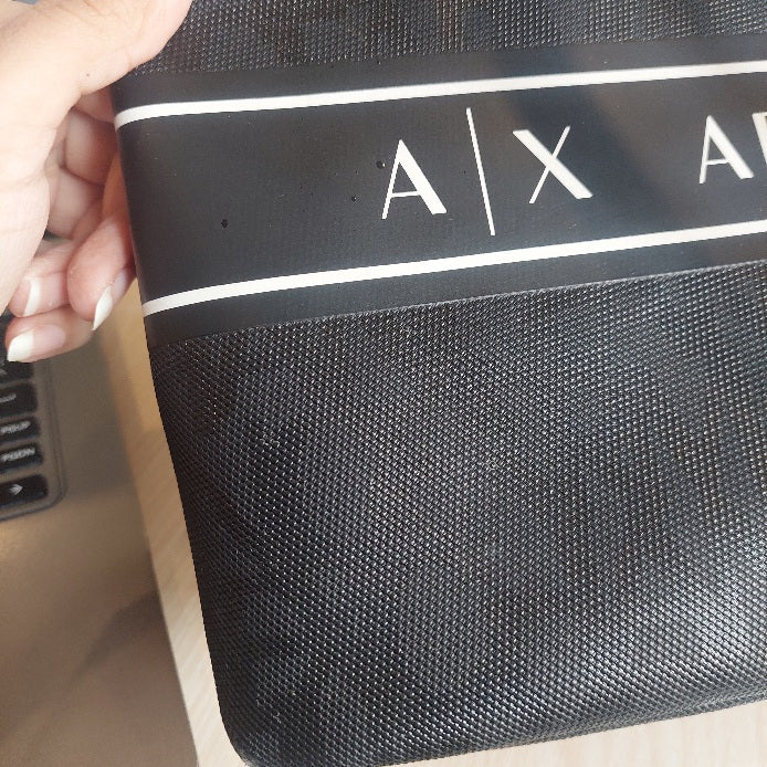 Armani Exchange Black Coated Canvas Logo Shoulder Bag | Pre Loved |