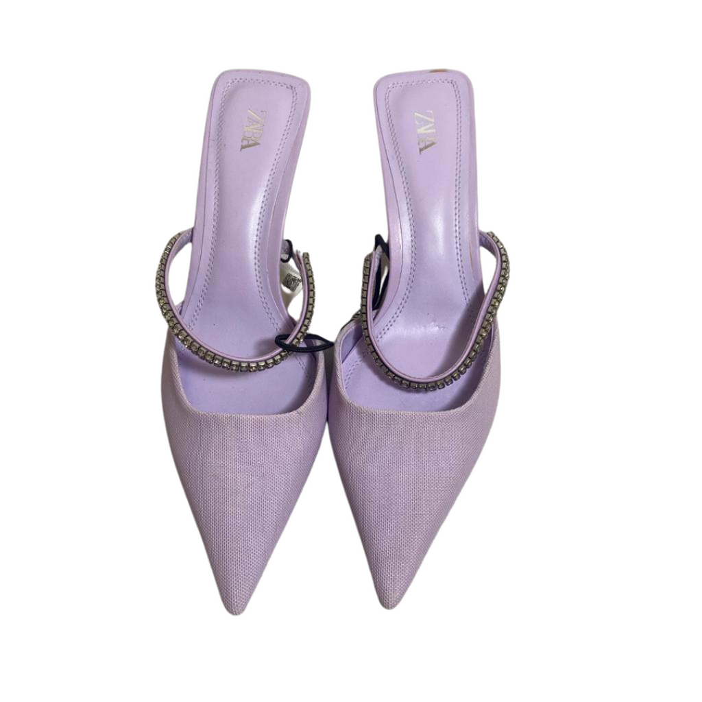 ZARA Lilac Rhinestone Mules | Brand New |