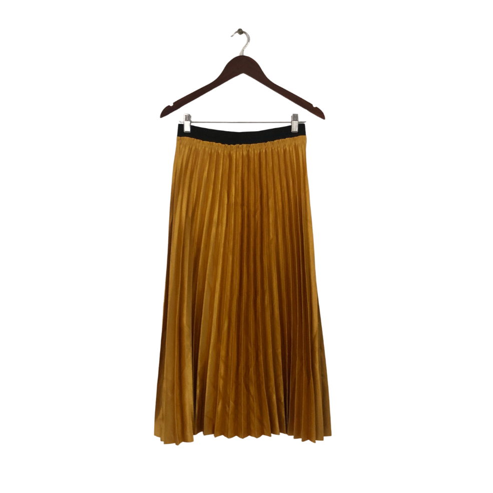 Golden yellow shop pleated skirt