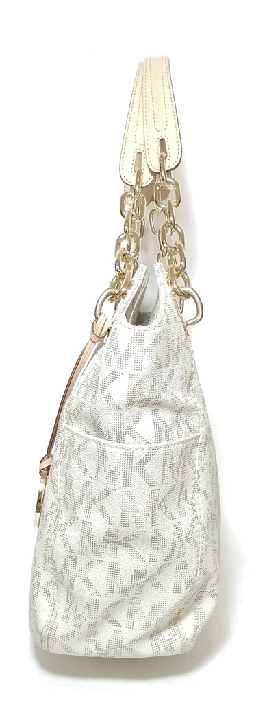 Michael Kors White Monogram Chain Shoulder Bag