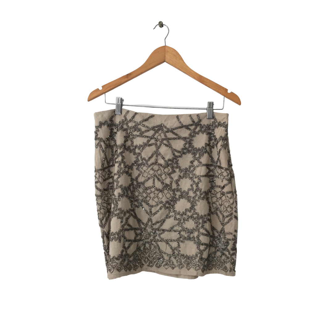 River Island Beige Embroidered Short Skirt | Brand New |