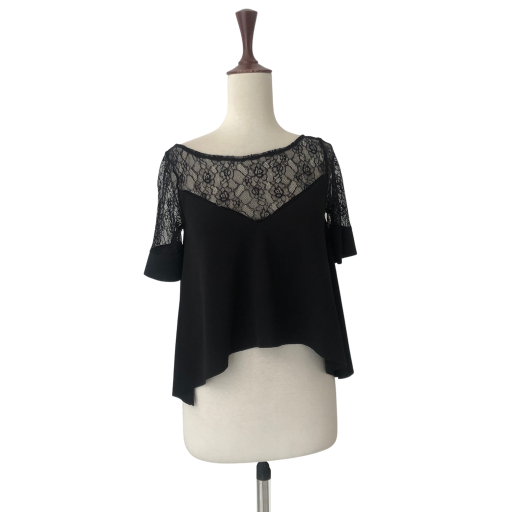 ZARA Black Cropped Lace Blouse | Gently Used |