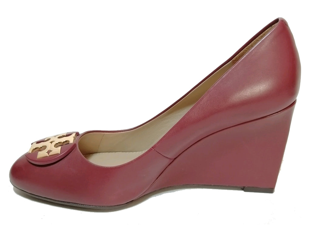 Tory Burch Burgundy Leather 'Luna' Wedges