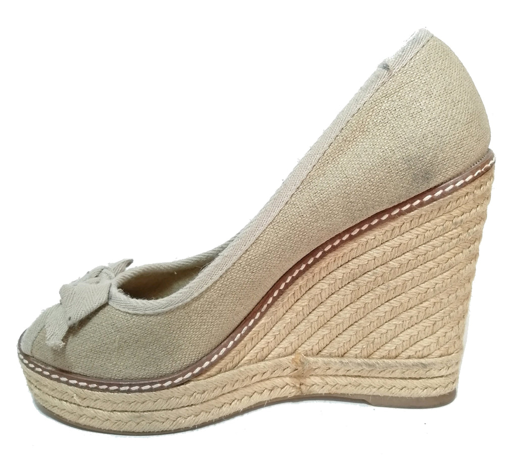 Tory Burch Beige Jackie Espadrille Wedges