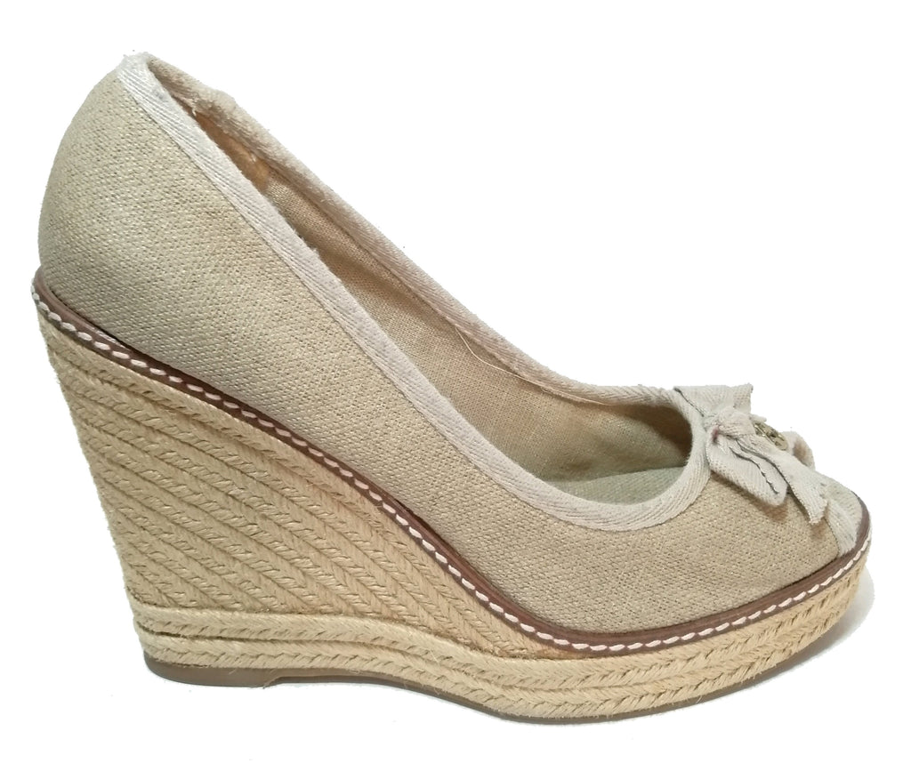 Tory Burch Beige Jackie Espadrille Wedges