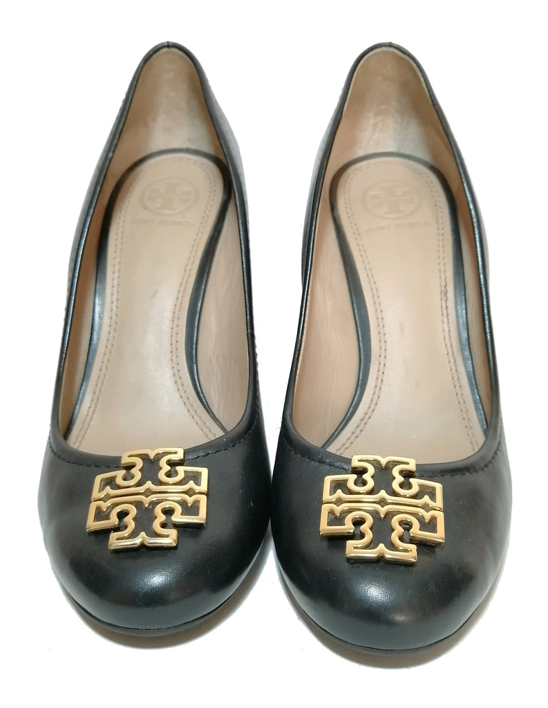 Tory Burch Black 'Raleigh' Leather Wedges