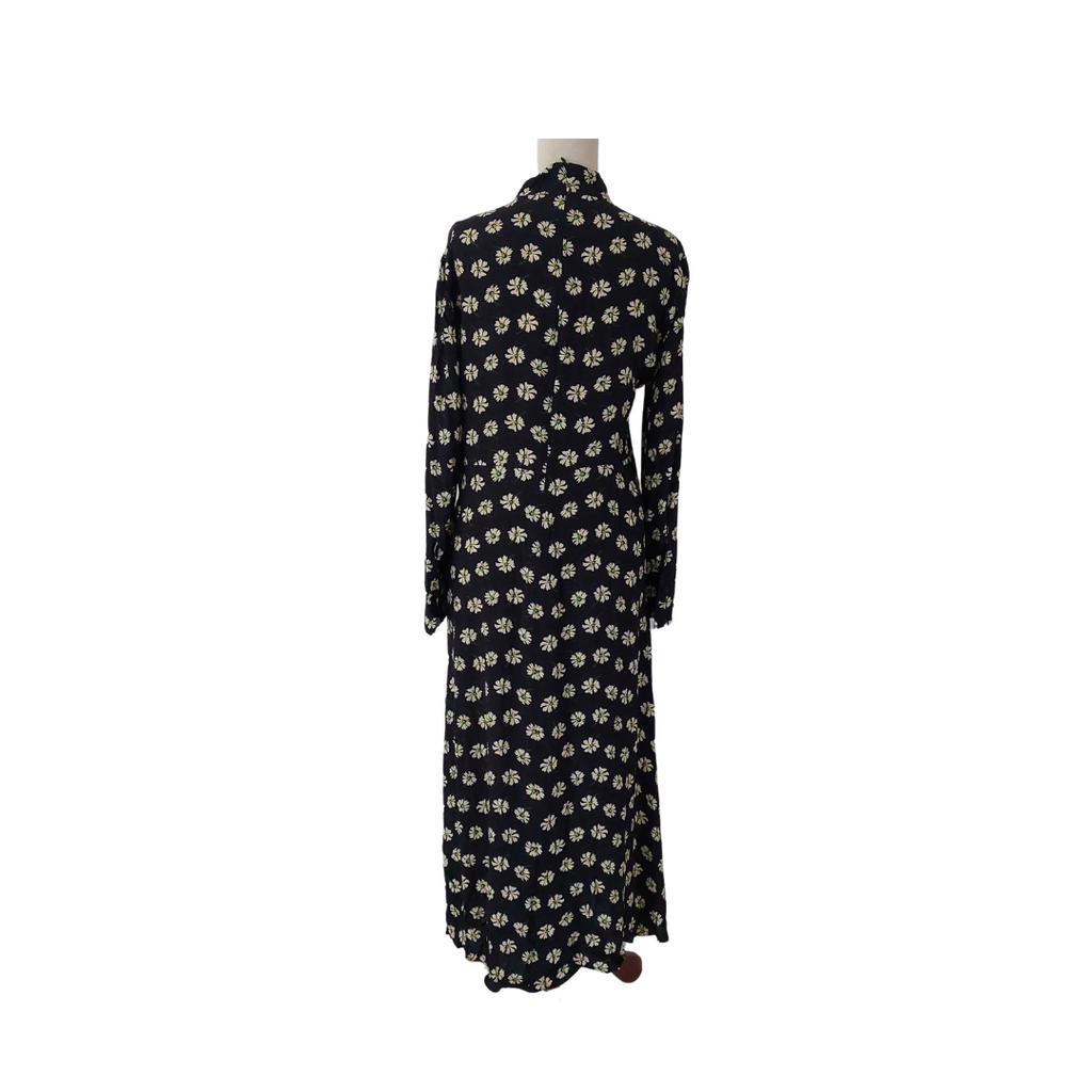 ZARA Black High-Neck Floral Printed Long Sleeve Dress | Brand New |