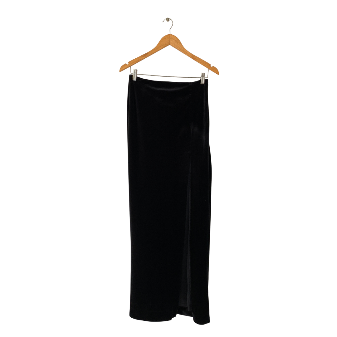 Mango Black Velvet Long Skirt Brand New