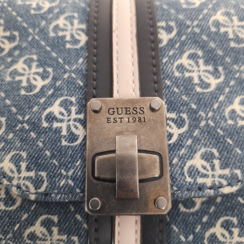 Guess Monogram Denim Small Shoulder Bag | Brand New |