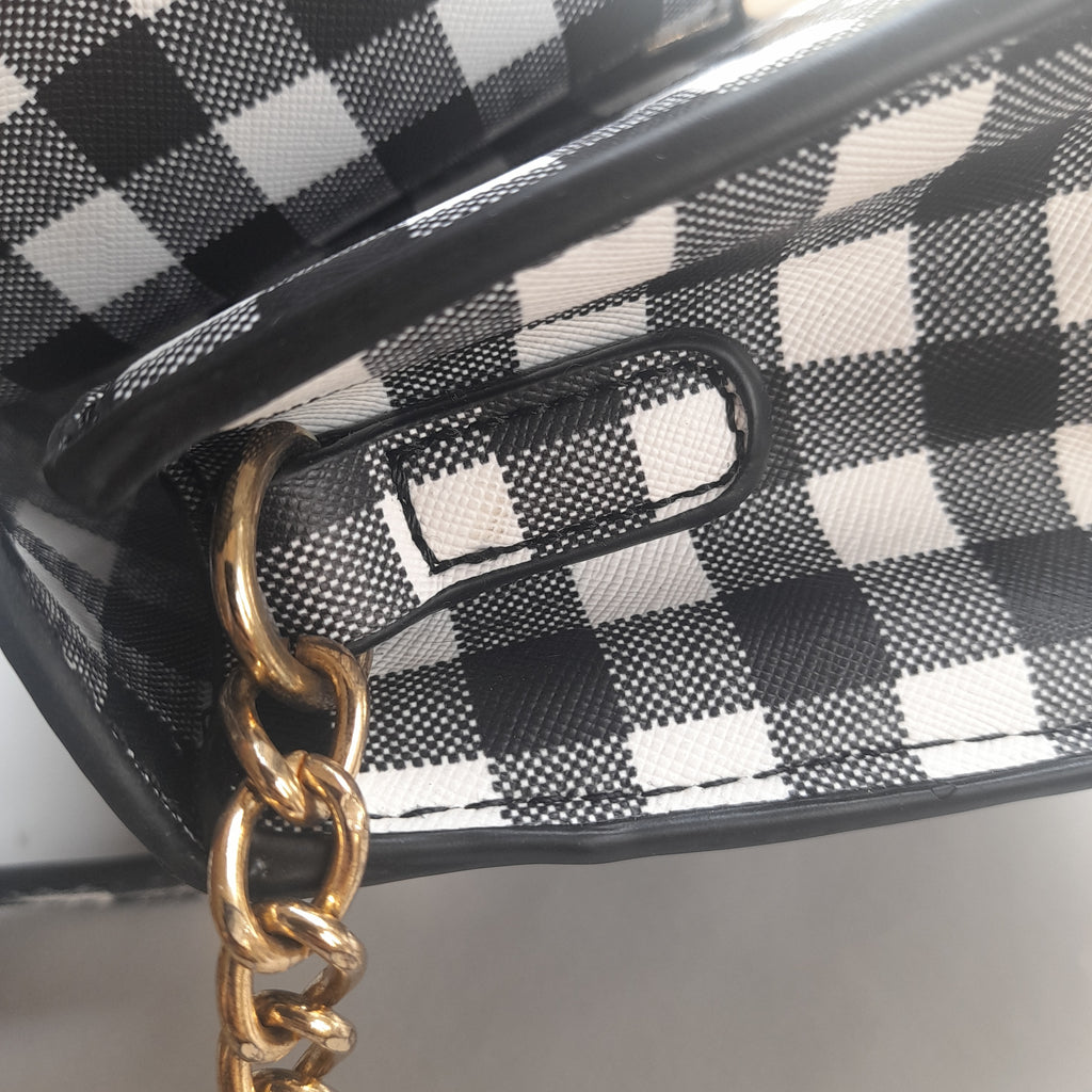 ALDO Black and White Checked Crossbody Bag | Pre Loved |