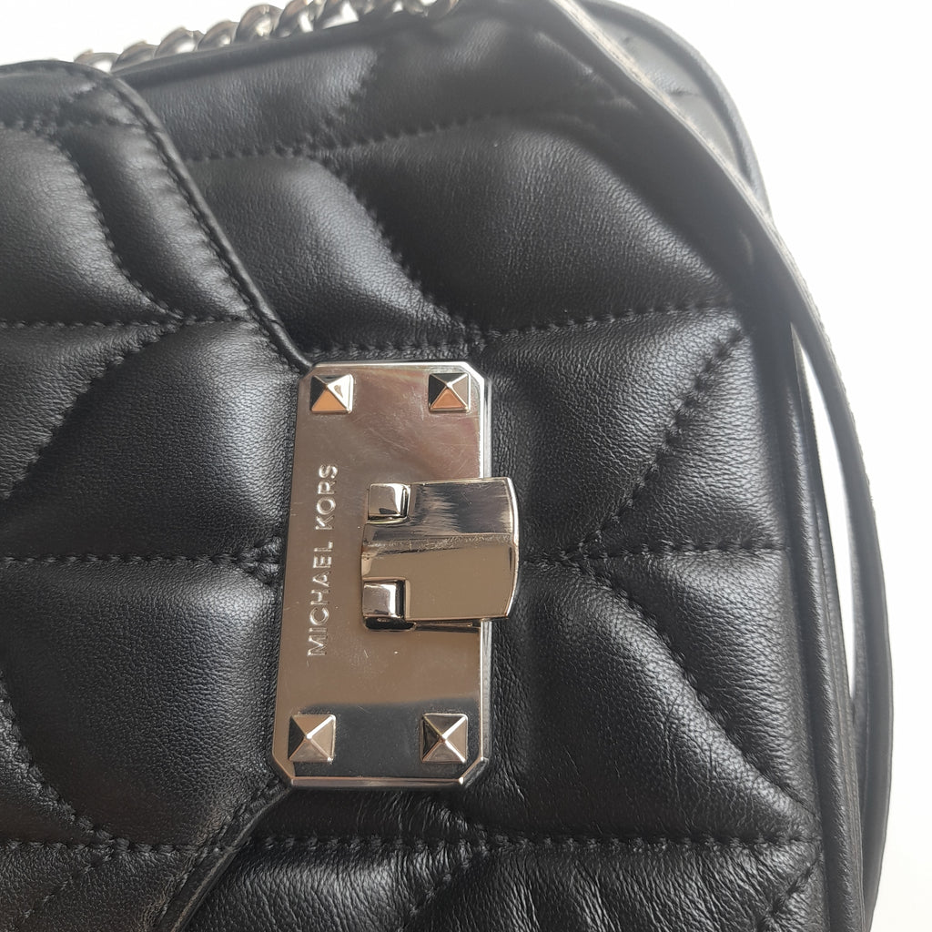 Michael Kors Black Leather Quilted Crossbody Bag | Pre Loved |