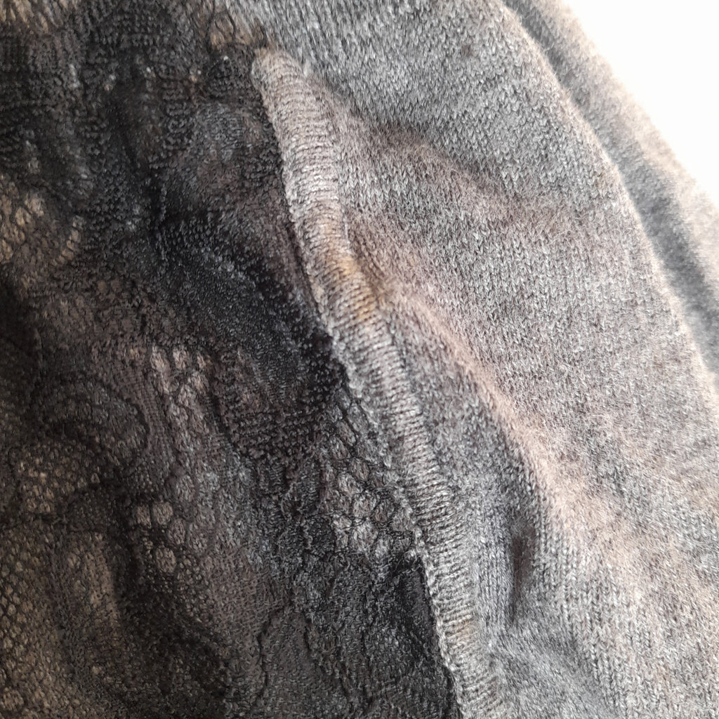 Ann Taylor Grey With Black Lace Cardigan | Pre Loved |