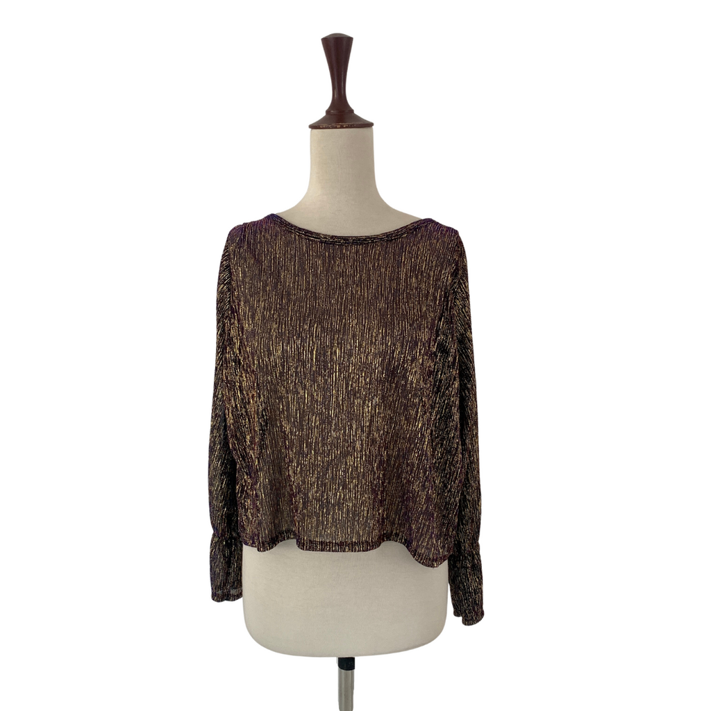 ZARA Gold & Purple Shimmer Top | Gently Used |