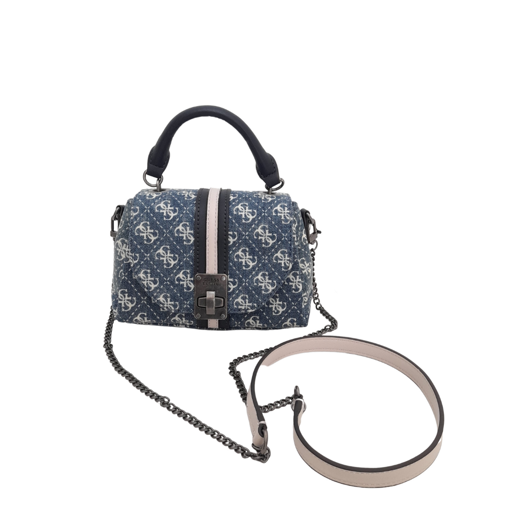 Guess Monogram Denim Small Shoulder Bag | Brand New |