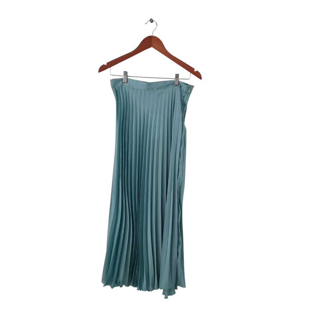 ZARA Turquoise Blue Pleated Midi Skirt | Brand New |