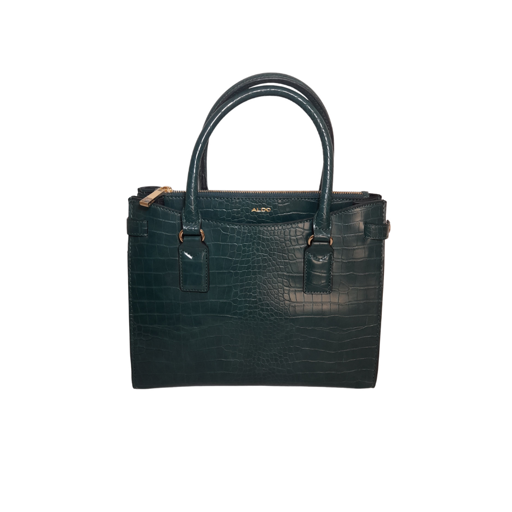 ALDO Green Croc Textured Satchel | Brand New |