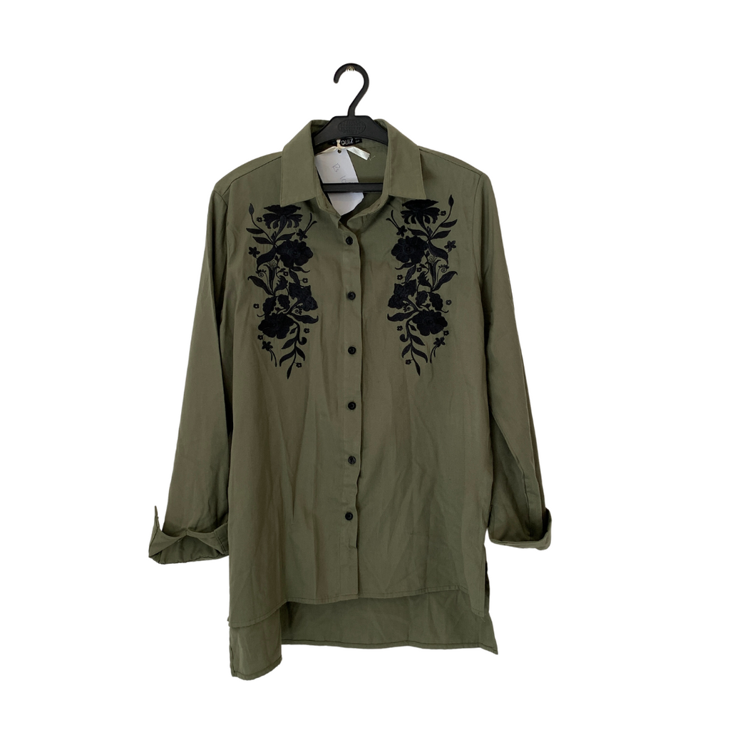 Quiz Black & Olive Collared Shirt