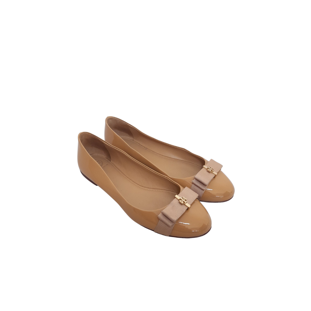 Tory Burch Beige Leather 'Trudy' Ballet Flats | Pre Loved | | Secret Stash