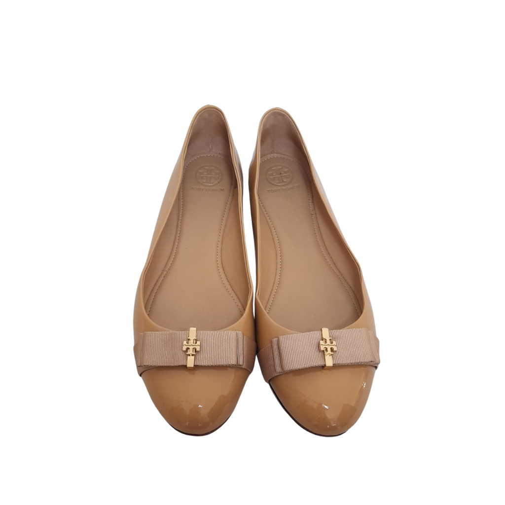 Tory Burch Beige Leather 'Trudy' Ballet Flats | Pre Loved |