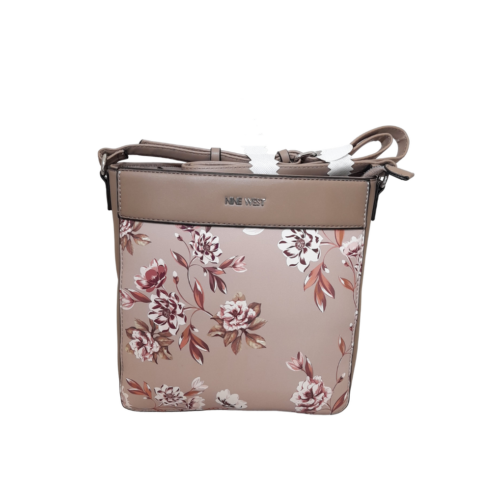 Nine West Taupe Floral Large Crossbody Bag | Brand New |