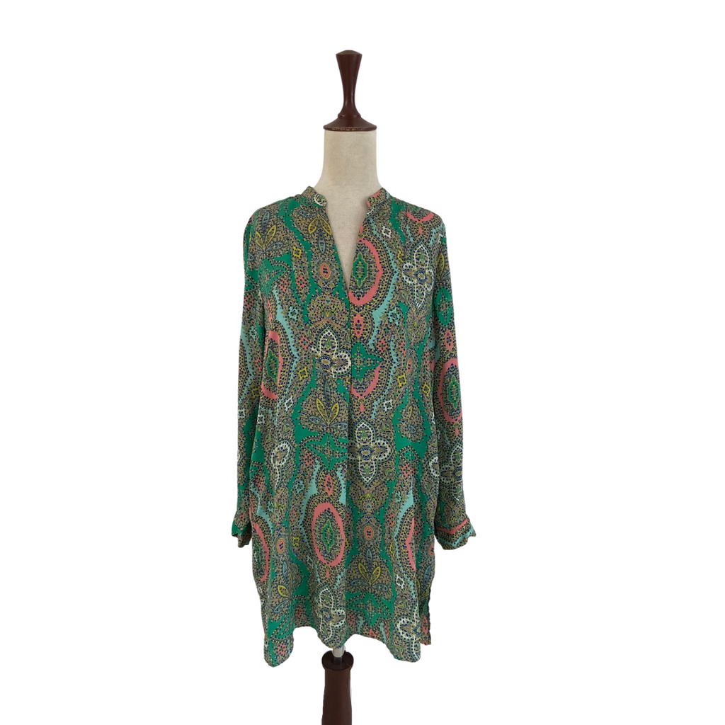 ZARA Green Mosaic Printed Satin Tunic | Brand New | | Secret Stash