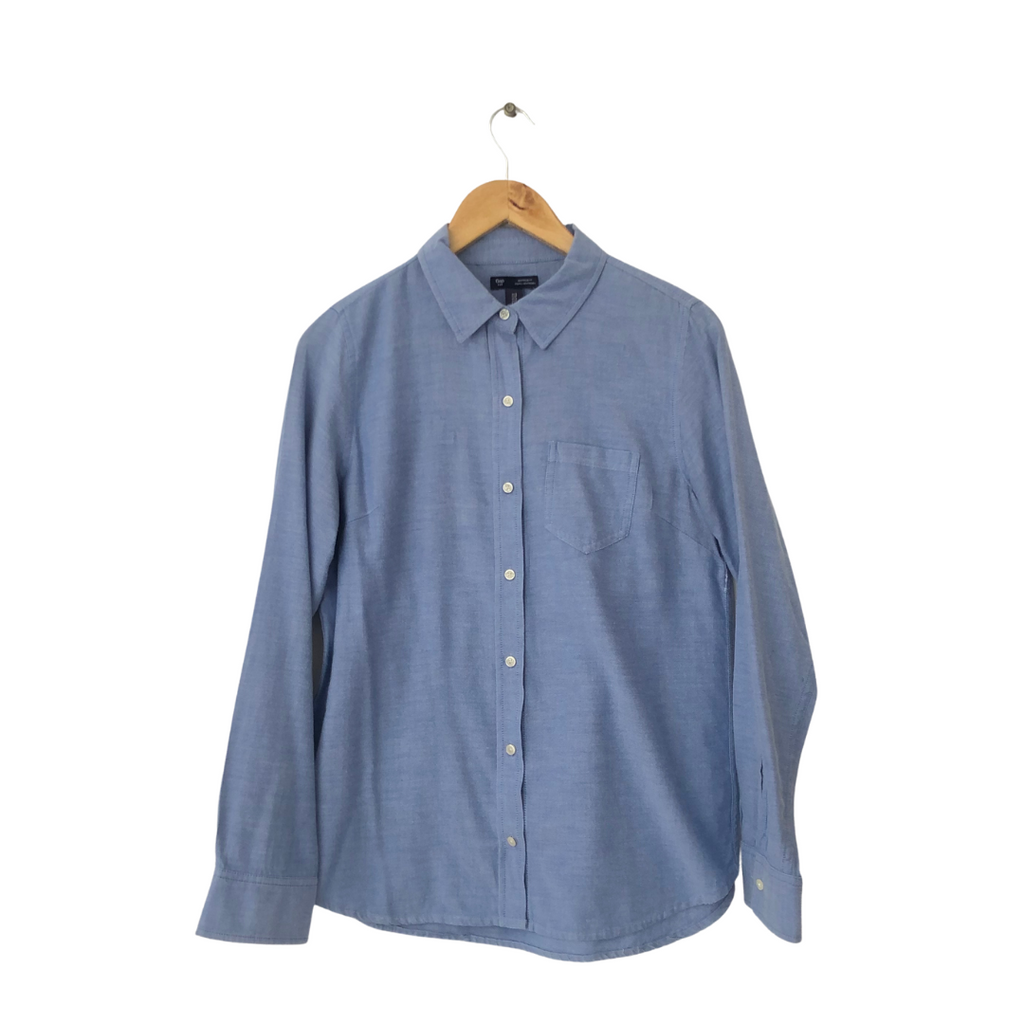 GAP Blue Boyfriend Fit Collared Shirt | Gently Used |