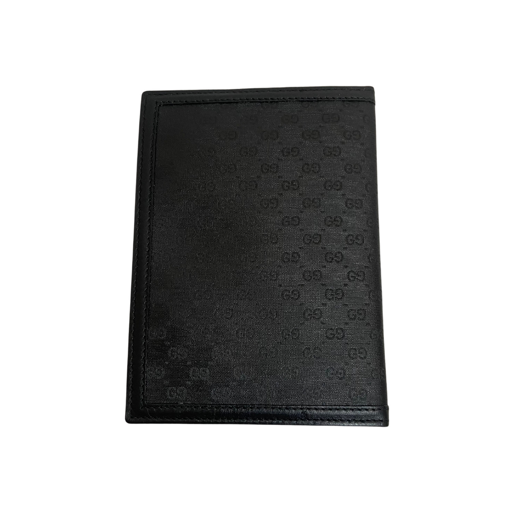 Gucci Black Canvas Monogram Passport Holder | Like New |