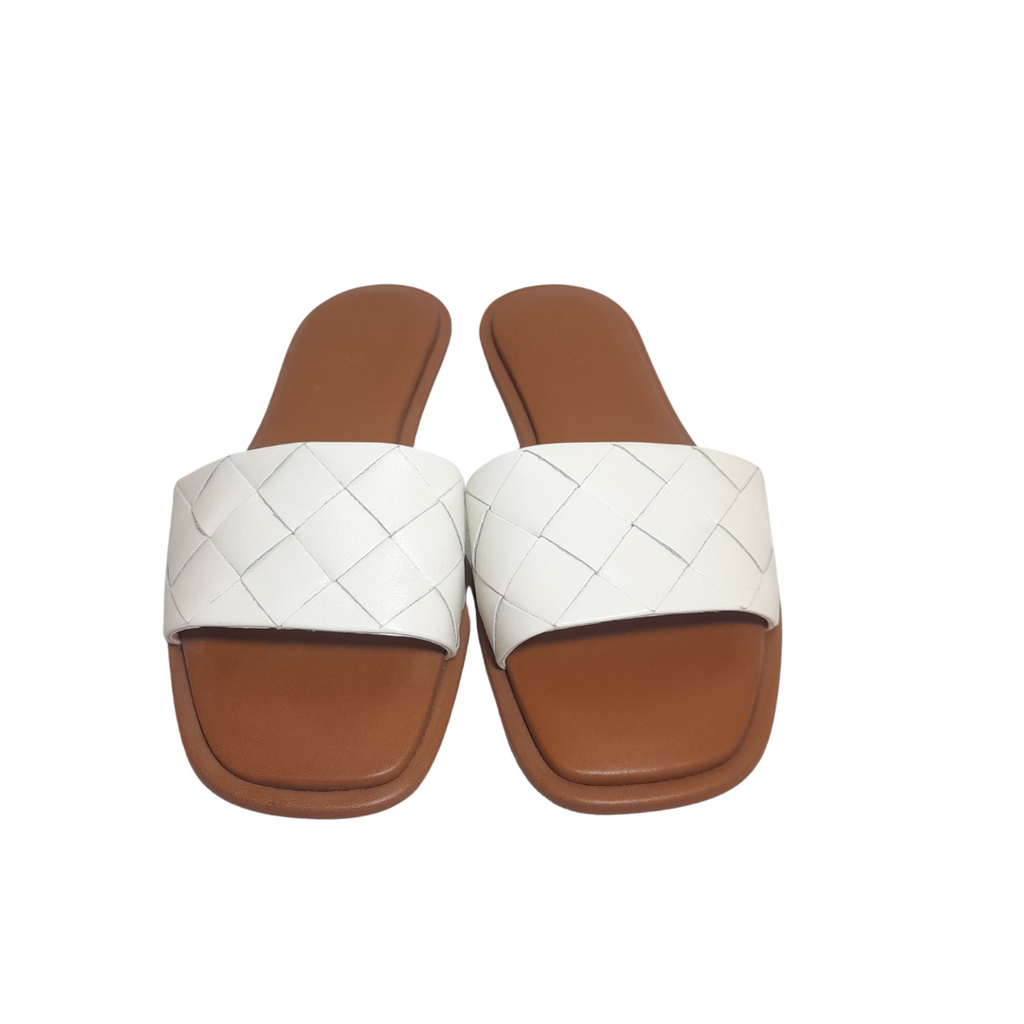 ALDO White Woven Slides | Like New |