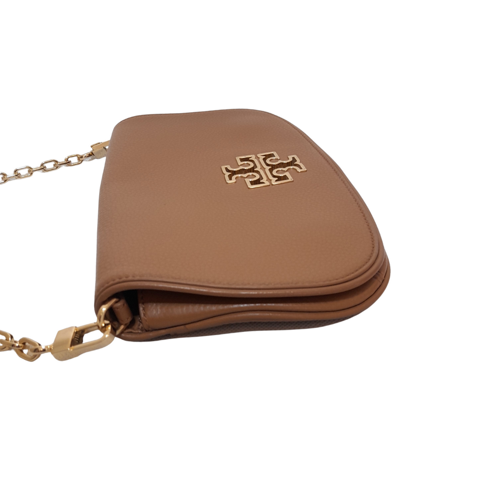 Tory Burch Brown Leather 'Britten' Convertible Clutch | Gently Used |