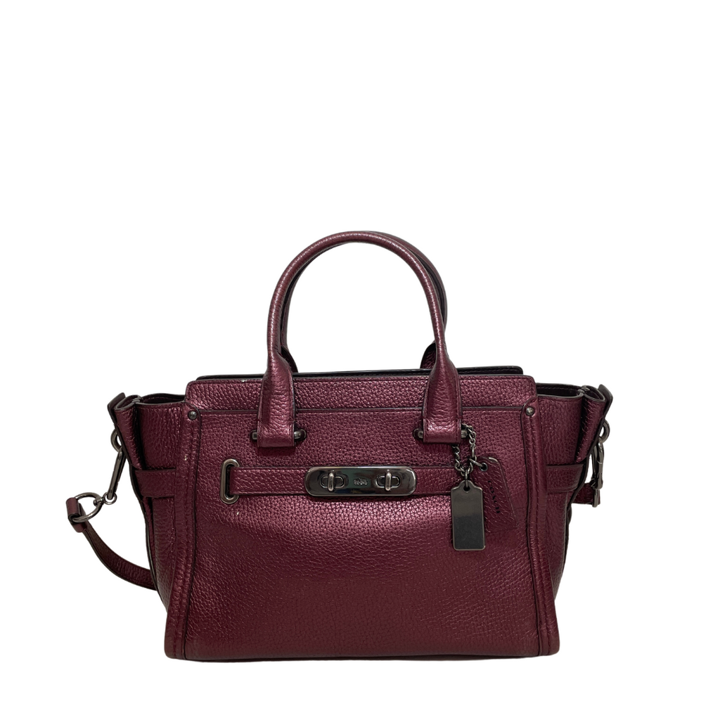 Coach Metallic Maroon Leather Satchel | Pre Loved |