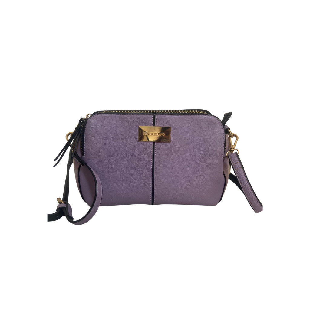 River Island Lilac Double Zip Crossbody Bag | Pre Loved |