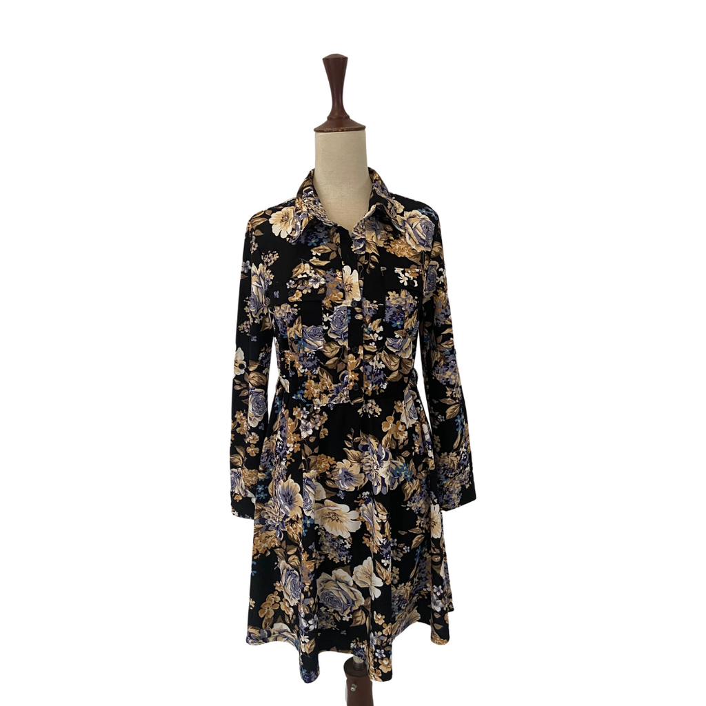 Valley Girl Black Floral Printed Dress | Brand New |