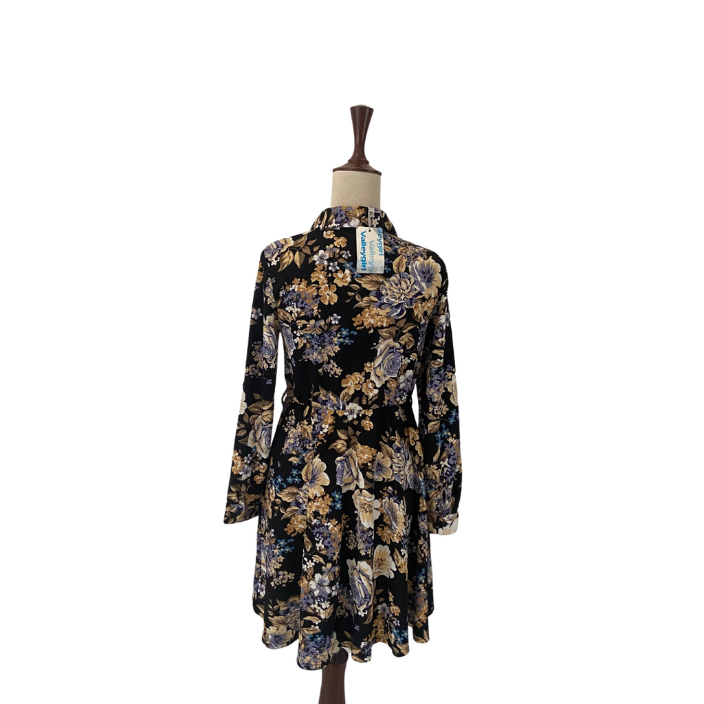 Valley Girl Black Floral Printed Dress | Brand New |