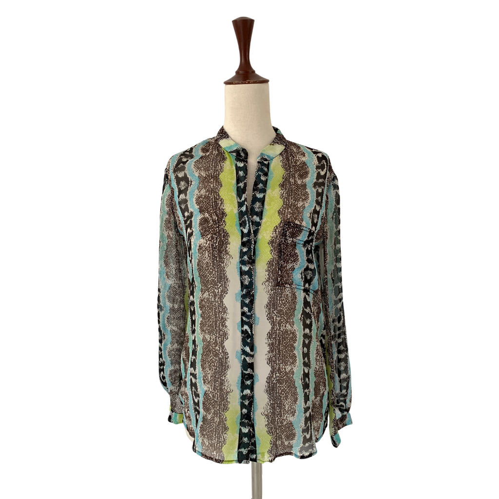 Diane Von Furstenburg Animal Print Sheer Shirt | Gently Used |