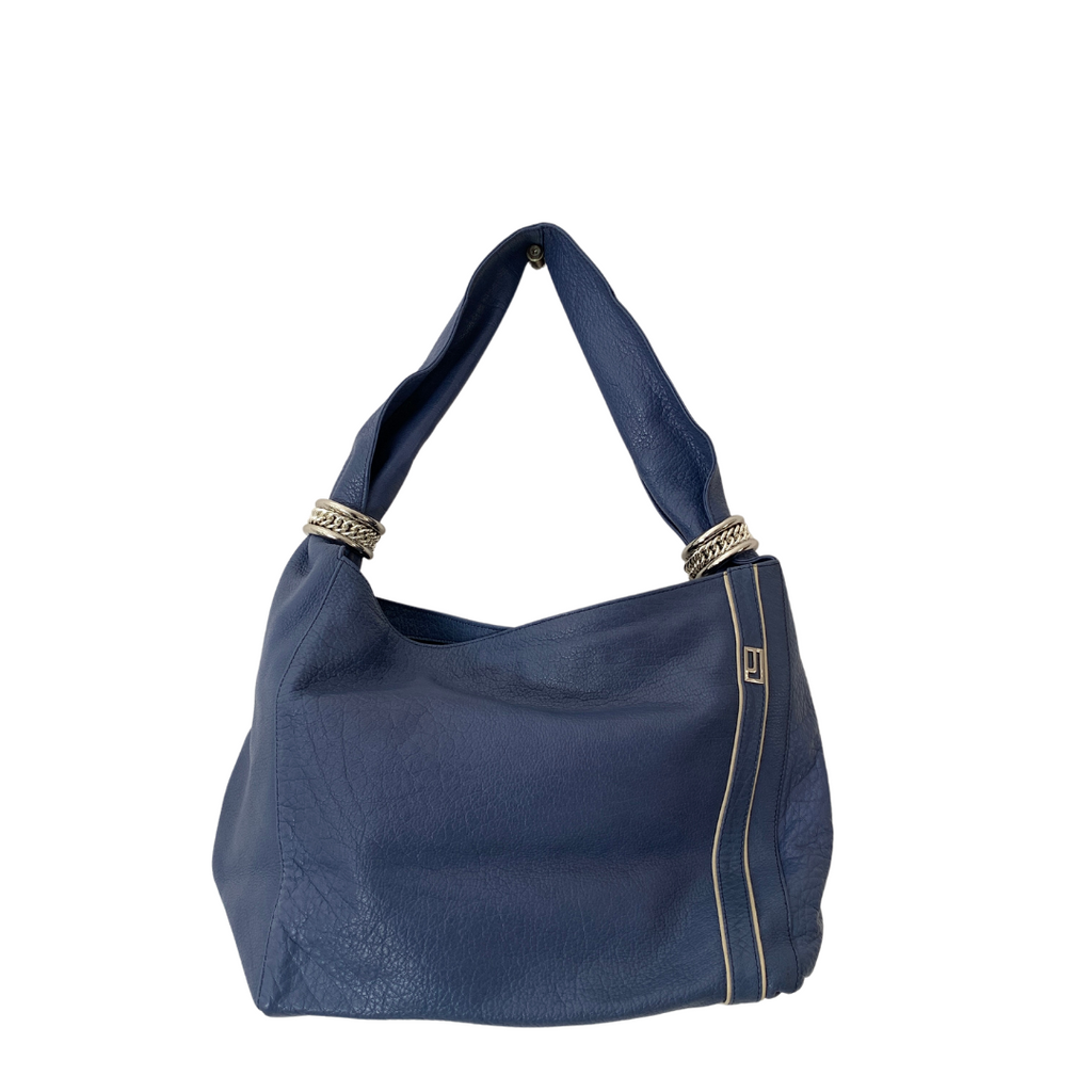 Jafferjees Blue Leather Hobo Bag | Gently Used |