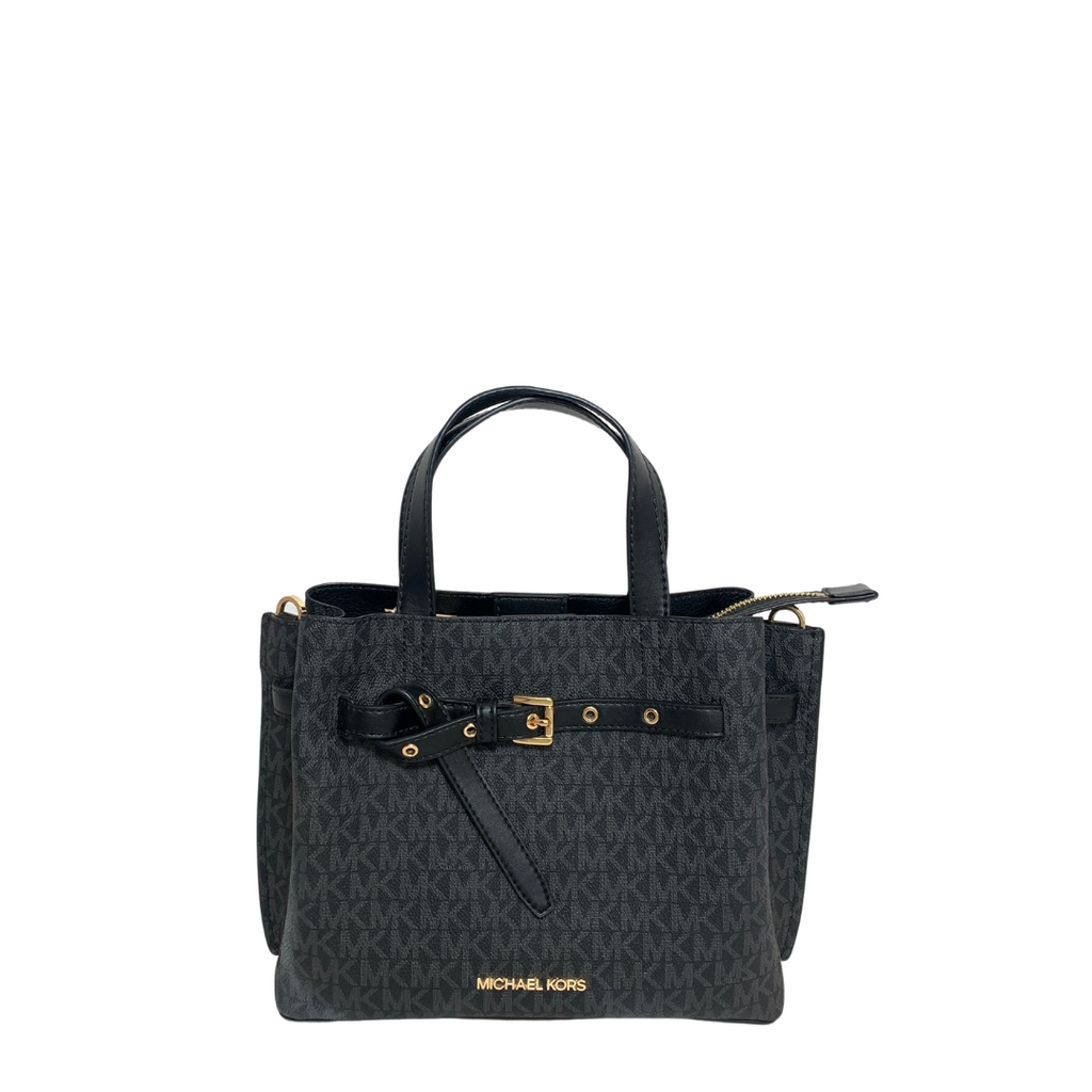 Michael Kors 'Emelia' Black Monogram Small Satchel | Brand New |