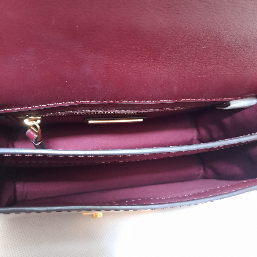 Tory Burch Maroon Leather 'Juliette' Top Handle Convertible Satchel | Like New |