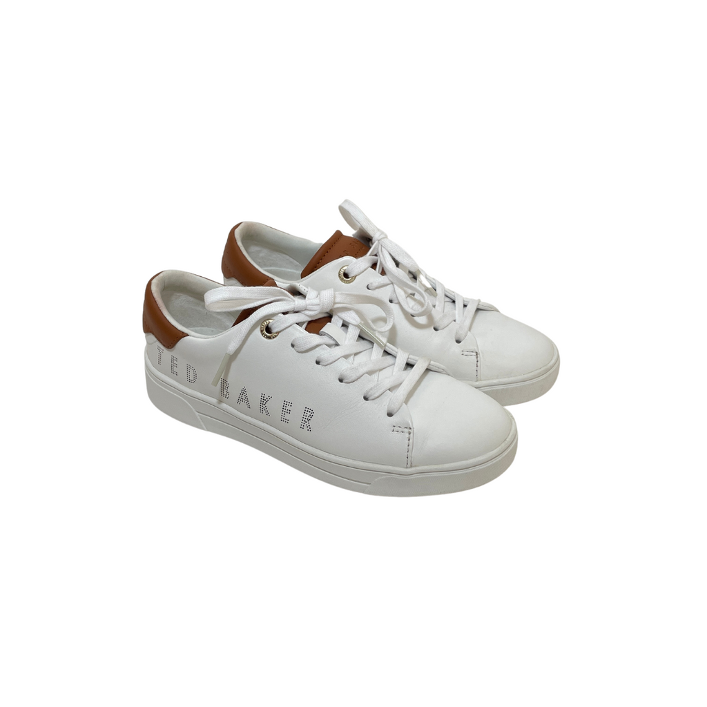 Ted Baker White & Tan Leather Sneakers | Pre Loved |