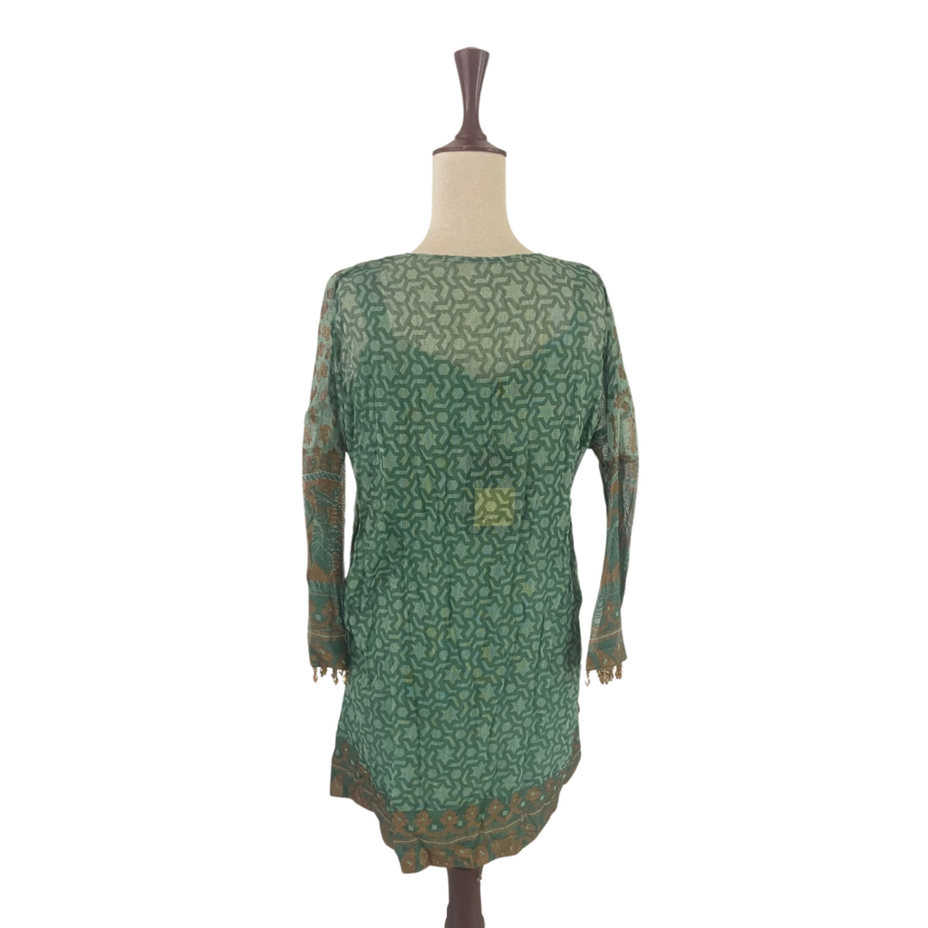 Khaadi Green & Gold Embroidered Kurta | Brand New |