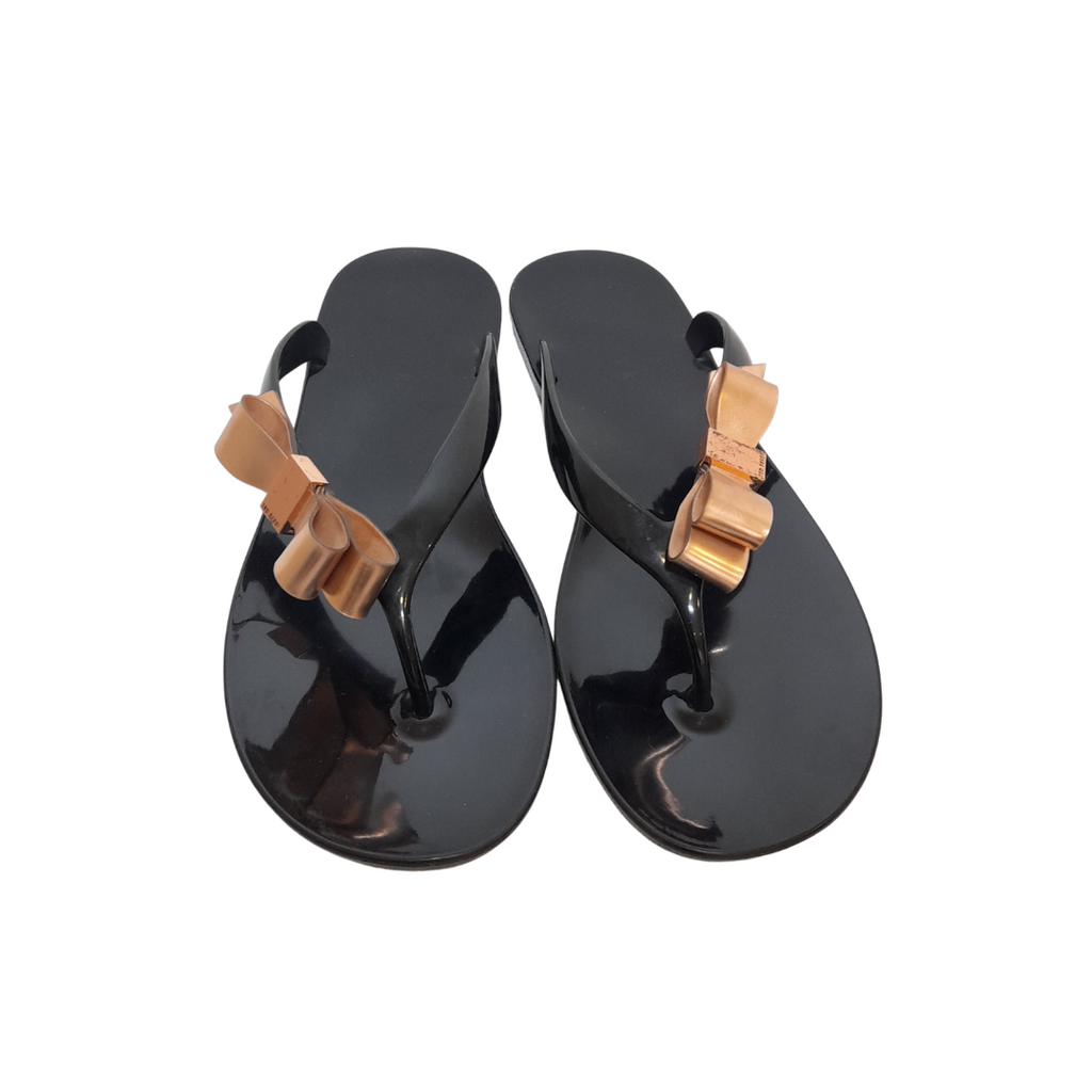 Ted Baker Black Bow Jelly Flip Flops | Pre Loved |