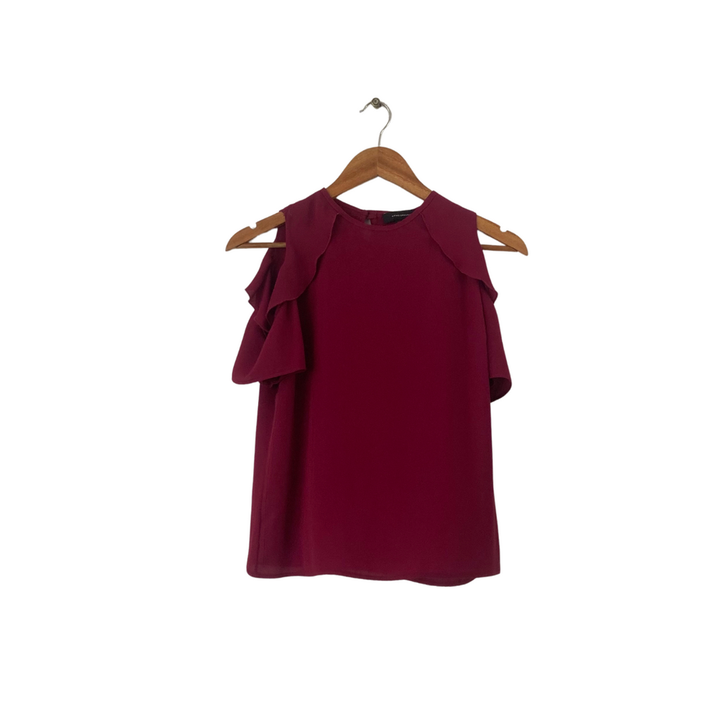 Atmosphere Maroon Frill Shoulders Blouse | Pre Loved |