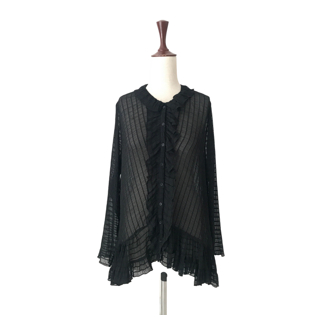 ZARA Black Sheer Frill Blouse | Gently Used |