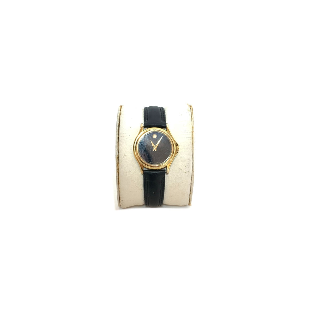 Movado Black Gold 87 E4 0823 Leather Wristwatch Pre Loved