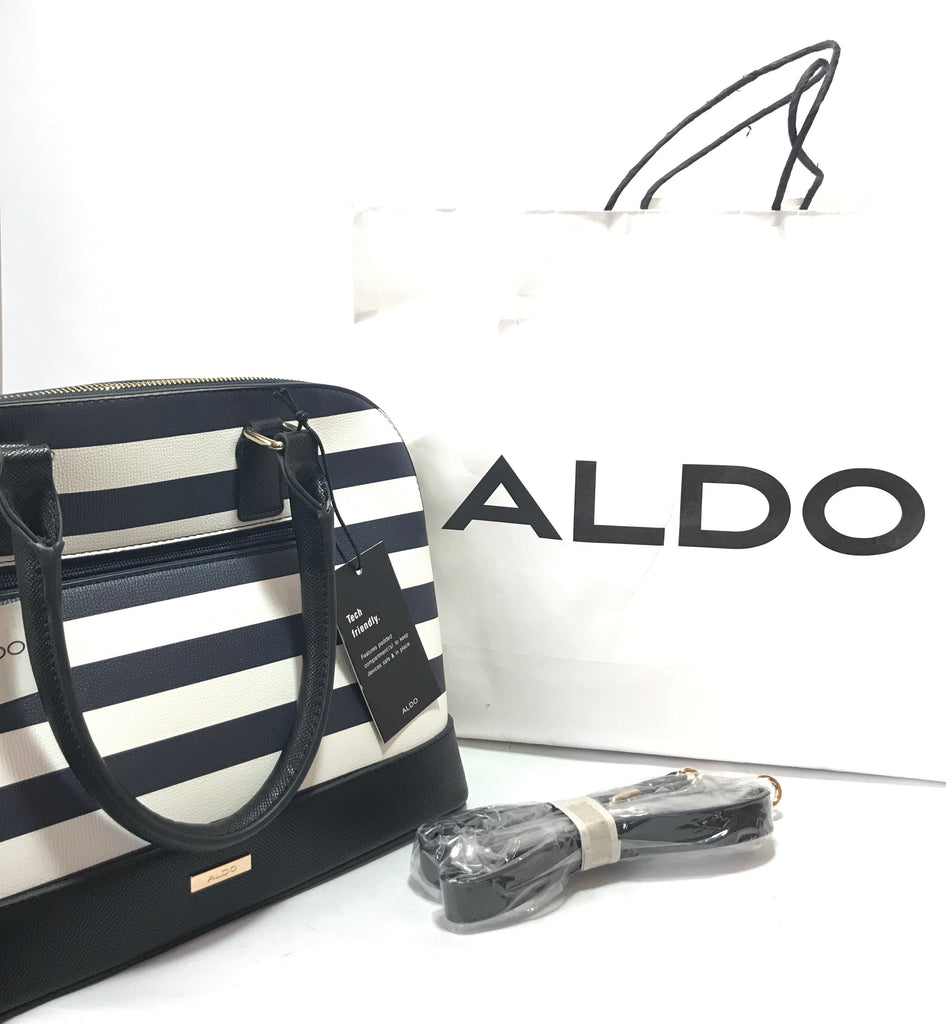 Senora Black And White Striped Handbag