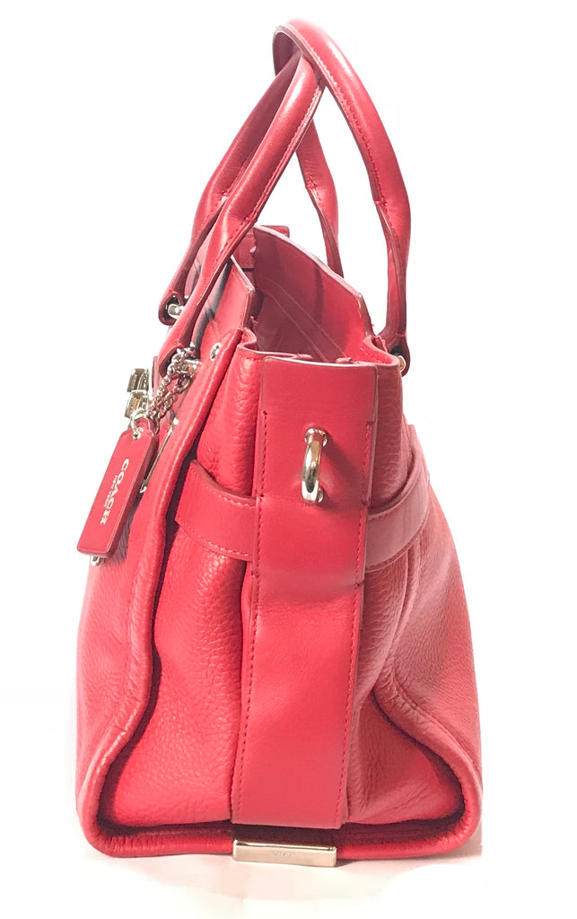 Coach Red Pebbled Leather Tote Bag | Gently Used | - Secret Stash