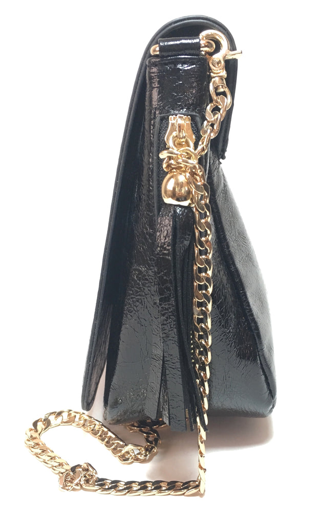 DUNE Black Faux Leather & Gold Chain Shoulder Bag | Gently Used ...